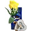 NARAMAKI Baci Perugina Natale 2024 - Baci Perugina Bag 125 g + Appendino Legno Cuore + Rosa Artificiale Gialla