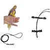 BLUSUPERSHOP super offerta PETTORINA PAPPAGALLI MISURA calopsite corda 3mm elastica E nastro 10mm, 2 attacchi,METALLO O PLASTICA REGOLABILI GUINZAGLIO 3mm nero 1M + amuleto