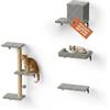 Avilia - Parco Giochi Verticale da Parete per Gatti in Legno - Percorso Attrezzato con Mensole, Sisal e Tiragraffi - Arrampicata a Muro Salvaspazio con Rivestimento Morbido - Legno Naturale