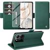 Giyer Cover per Honor 400 Smart Custodia con Vetro Temperato, Premium Pelle PU Portafoglio Slot per Scheda RFID Antifurto Funzione Supporto Flip Case, Antiurto per Honor 400 Smart 5G Cover (Verde)