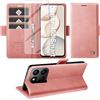 Giyer Cover per Honor 400 Smart Custodia con Vetro Temperato, Premium Pelle PU Portafoglio Slot per Scheda RFID Antifurto Funzione Supporto Flip Case, Antiurto per Honor 400 Smart 5G Cover (Rosa)