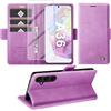 Giyer Cover per Samsung Galaxy A36 5G Custodia con Vetro Temperato, Premium Pelle PU Portafoglio Slot per Scheda RFID Antifurto Funzione Supporto Flip Case, Antiurto per Samsung A36 5G Cover (Viola)