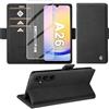 Giyer Cover per Samsung Galaxy A26 5G Custodia con Vetro Temperato, Premium Pelle PU Portafoglio Slot per Scheda RFID Antifurto Funzione Supporto Flip Case, Antiurto per Samsung A26 5G Cover (Nero)