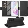 Giyer Cover per Samsung Galaxy A36 5G Custodia con Vetro Temperato, Premium Pelle PU Portafoglio Slot per Scheda RFID Antifurto Funzione Supporto Flip Case, Antiurto per Samsung A36 5G Cover (Nero)
