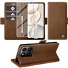 Giyer Cover per Honor 400 Smart Custodia con Vetro Temperato, Premium Pelle PU Portafoglio Slot per Scheda RFID Antifurto Funzione Supporto Flip Case, Antiurto per Honor 400 Smart 5G Cover (Marrone)