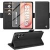 Giyer Cover per Samsung Galaxy S26 Plus Custodia con Vetro Temperato, Premium PU Portafoglio Slot per Scheda RFID Antifurto Funzione Supporto Flip Case, Antiurto per Samsung S26 Plus Cover (Nero)