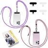 Qyoocom Cordino per Cellulare Telefono Universale*2 Patch*4,Regolabile Laccio per Cellulare Elegante y Duradero, Porta Cellulare da Collo para Todos los Smartphones Mimetico Rosso Viola
