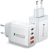 zhiroad 2 Pezzi Caricatore USB C, 40W Presa USB C, 4 Porte Adattatore USBC, Caricatore Multiplo Rapida QC3.0 & PD3.0, usb c Charger Certificato CE per iPhone 16 15 14 13/Samsung S23 S24 S25/Huawei