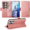 Giyer Cover per iPhone 13 Pro Max Custodia con Vetro Temperato, Premium PU Portafoglio Slot per Scheda RFID Antifurto Funzione Supporto Flip Case, Antiurto per iPhone 13 Pro Max 5G Cover (Rosa)