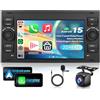 VECHTEL 2G&64G 7 Autoradio per Ford Transit Fiesta Focus Galaxy Mondeo Fusion Kuga C-Max S-Max con Carplay Android Auto,touchscreen Bluetooth RDS/FM Radio, Wi-Fi Navigazione/Telecamera posteriore AHD/CANBUS