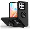 RankOne Custodia per Motorola Moto g56 5G (6.72 Inches), Staffa ad Anello Base di Aspirazione Magnetica Cover per Cellulare Trasparente Opaca - Nero