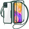 FERLAN Cover per Realme 8/Realme 8 Pro con Cordino, 360 Gradi Antiurto Custodia con Protezione Schermo Integrata Trasparente Rugged TPU Bumper Doppia Protettiva Cover per Realme 8/Realme 8 Pro -Verde