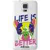 dakanna Custodia Compatibili con [Samsung Galaxy S5 - S5 Neo] Sfondo Trasparente con Disegni [Cane con Frase Life is Better with Me] in Morbida Silicone TPU Flessibile, Shell Case Cover in Gel