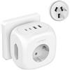 JSVER Adattatore da viaggio AU CN,Adattatore cubo a 3 vie per Australia con 2 porte USB C e 2 porte USB A (3,4 A 17 W),Adattatore di tipo I per prese di corrente per Australia,Cina(Bianco)