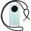 Pnakqil Cover per Honor Magic 8 5G con Cordino, Trasparente Custodia con Laccio Tracolla Cellulare Girocollo Collana Protettiva per Honor Magic8 5G 6,58, Nero