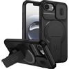 xinyunew custodia per iPhone 16E/iPhone 17E con ring stand magnetico, cover militare antiurto con protezione fotocamera scorrevole compatible with MagSafe ricarica wireless Nero