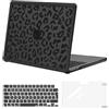 MOSISO Custodia Compatibile con MacBook Air 13 Cover 2026-2022 M4 A3240 M3 A3113 M2 A2681,Paraurti TPU Anti-crepa con Effetto Leopardato&Resistente Case per Mac Air 13,6''&Copritastiera&Pellicola,Nero