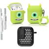LEWOTE Custodia protettiva 3 in 1 compatibile con Apple AirPods (2a/1a generazione) custodia protettiva divertente con kit di pulizia e portachiavi (Mike)