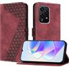 YIRRANZD Custodia per Honor 200 Lite, Cover a Libro in Pelle PU con Slot Cart e Silicone TPU Bumper, Flip Caso Portafoglio Cover per Honor 200 Lite 5G (Rosso)