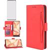 Asuwish Cover per OPPO Find X2 Pro con Pellicola Vetro Temperato Vetrino Portafoglio Libro Pelle Porta Carte Supporto Protettiva Protezione TPU Silicone X2Pro Custodia Case Maschio Ragazza Rosso