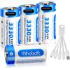 Mihobatt Confezione da 4 batterie agli ioni di litio da 3 V, 3330 mWh USB-C