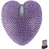 KeautFair Mouse wireless Bluetooth, carino brillante diamante viola a forma di cuore doppia modalità ricaricabile portatile silenzioso mouse con luce LED a colori per laptop, tablet, MacBook, desktop, regalo