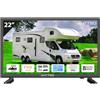 Antteq LED TV 22 Pollici (Televisore 55 cm) 2K D-LED con 12V, Triple Tuner DVB-C/T2/S2, Modalità Hotel, Audio Dolby, SCART & CI+ - Ideale per Camper, Campeggio e Hotel