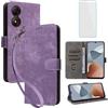 IUQXU Cover per ZTE Blade A34 Libro con Vetro Temperato VIO