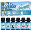 SoulOrigin Set di oli essenziali estivi, set regalo per diffusore di olio, oli profumati per candela, produzione di 6 x 10 ml, brezza marina, ananas, anguria, cocco, spiaggia rosa e Pina Colada