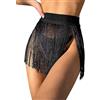 Vatocu Gonna da donna con nappe, a vita alta, con frange, minigonne, copricostume da spiaggia, danza del ventre, gonna per feste, Nero , Taglia unica