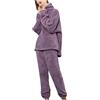 Kobilee Pigiama Pile Donna Cotone Taglie Forti Felpato Pigiama Due Pezzi Morbido Caldo Sexy Pigiama Pile Invernale Lungo Pesante Completo Termico Abbigliamento da Notte Curvy Elegante