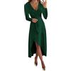 Kobilee Abiti per Capodanno Donna Vintage Maniche Lunghe Abiti Vestito Curvy Cocktail da Sposa Vestito da Sera Sexy Invernale Abito da Cerimonia Lungo Taglie Forti Vestiti Scollo a V Elegante