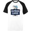 Udaytee J1355 Curva Scudetto Ultras Lazio T-Shirt da Baseball Unisex Bianca A Maniche Corte Nere Short Black-Sleeved White Unisex Baseball T-Shirt