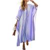 Udbeksid Abito Lungo Donna Estivo - Vestito Maxi Caftano Boho Chic Scollo a V e Maniche 3/4, Abito Elegante Leggero e Traspirante con Tasche, per Mare Spiaggia e Vacanze (M,31)