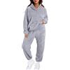 Kobilee Pigiama Peloso Donna Pigiama Invernale Peluche Pigiama Felpato Pesante Abbigliamento da Casa Pigiama Flanella con Polsini Caldo Due Pezzi Taglie Forti Pigiama Pile Tuta Pile Loungewear