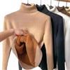 DYJAGYO Maglione invernale in pile a maglia spessa, Maglione di lana da donna, Maglione girocollo caldo da donna, Maglione a collo alto in pile da donna (Large,Oatmeal)