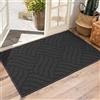 WELLTURN 50×80cm Zerbino Ingresso Interno Antiscivolo e Assorbente, Tappeto in Microfibra Lavabile con Base in Gomma per Cucina, Bagno, Porta e Animali, Onde Antracite