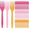 FYSUIMU Forchette usa e getta in plastica colorata, 60 pezzi, rosa acceso, rosa chiaro, arancione, per compleanni, baby shower, addio al nubilato, decorazioni per feste