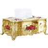 Sumsoctober Elegante scatola porta fazzoletti in plastica stile europeo per decorazione domestica, squisito design dipinto a mano, finitura liscia per ufficio, cucina, giardino (oro)