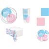 CUSTOM PRINT SHOPPING BOY OR GIRL Coordinato ADDOBBI TAVOLA Festa A TEMA BOY OR GIRL PER 24 OSPITI KIT(24 PIATTI,24 BICCHIERI,40 TOVAGLIOLI,1 TOVAGLIA,1 PALLONE FOIL)