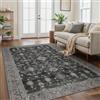 GENIMO Tappeto Persiano Grigio scuro Vintage Classico Antiscivolo Lavabile in Lavatrice Pelo Corto Morbido per Salotto Camera Letto Cucina Ingresso Ufficio Multimisura,160x230CM