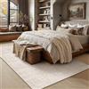 PureCozy Tappeto Soggiorno 160x230cm, Lavabile Vintage per Living Room, a Pelo Corto, Antiscivolo, Morbido, Stile Boho Retro per Cucina, Camera da Letto, Sala da Pranzo, Beige Chiaro