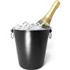 COM-FOUR® Raffreddatore per champagne con manici - elegante design nero liscio - ideale per raffreddare spumante, vino e champagne - accessorio perfetto (1 pezzo - refrigeratore per champagne nero)