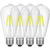 Jiehe Lampadine Led E27 6W, Luce Bianca Fredda 6000K, ST64 Vintage Filamento Lampadina, 820LM, Non dimmerabile, Risparmio Energetico, 220-240V, 4 Pezzi