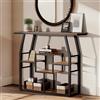 Pamapic Pampaic Console Ingresso a 6 ripiani, Tavolo Console Sottile con Piedini Regolabili, Mobile Ingresso Industriale per Soggiorno, 105 x 30 x 85 cm, Nero + Retrò
