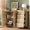 Kelodan Credenza credenza 110 x 35,5 x 90,5 cm, con quattro cassetti e due ante; adatto per soggiorno e cucina; colore nero e naturale