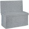 Relaxdays Panca Pieghevole con Schienale, Sgabello, con Coperchio e Contenitore, in Lino, HxLxP: 73x76x38cm Grigio