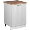 Vicco Mobiletto base cucina Fame-Line, Bianco rustico/Bianco, 60 cm 1 anta con piano di lavoro