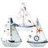 YUEcthynous Set di 3 decorazioni da bagno in stile marittimo, barche a vela, conchiglie, stelle marine, uccelli marini, adatte per soggiorno, camera da letto, bagno, ufficio (barca a vela nautica)
