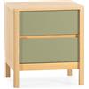 HOMN LIVING Comodino Nassau 2 cassetti, Effetto Rovere/Verde, 45 cm (Larghezza) x 40 cm (profondità) x 50 cm (Altezza)